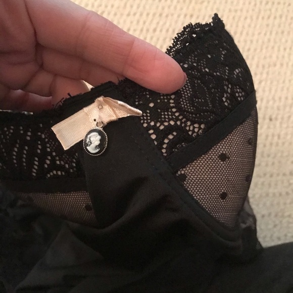 MARILYN MONROE Medium Black Dot Lace Chemise Nightie Slip R $45 - Picture 4 of 6